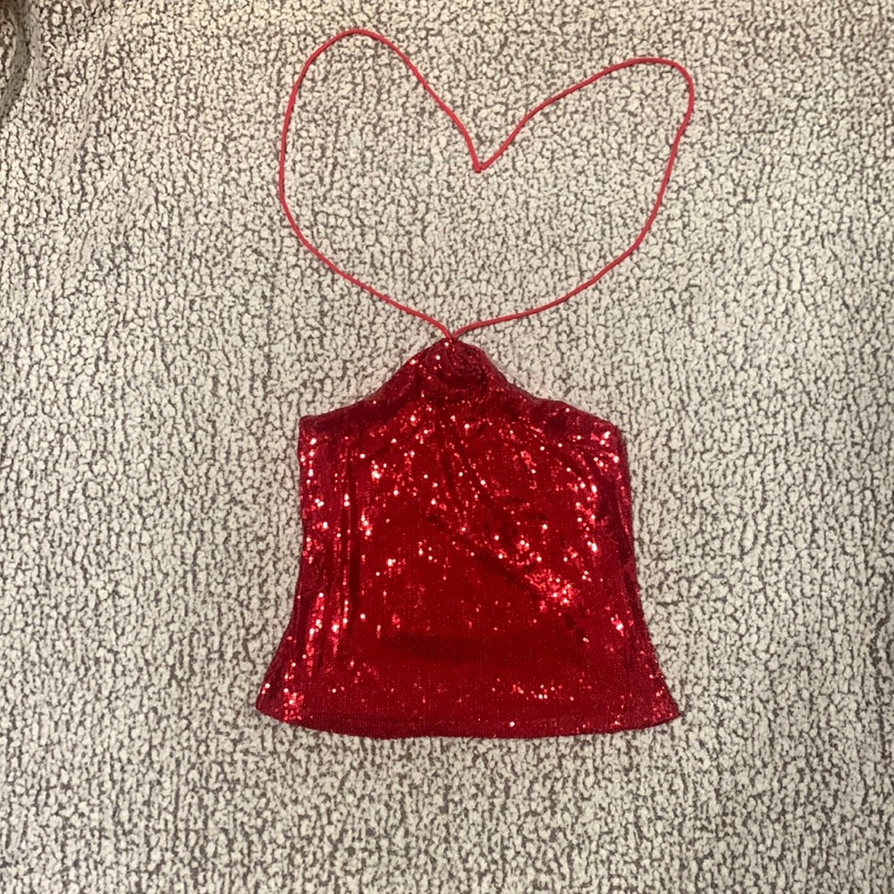 Red AS sequin halter top